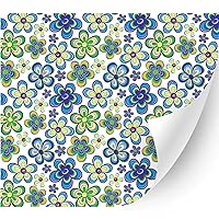 Floral Patterned Adhesive Vinyl (Blue Retro Floral, 11