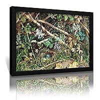 John Sherrin,A Birds Nest Among Brambles Drawing,art Prints Vintage Wall Decor Famous Living Room Oil Painting Classic Artwork Pictures Home Decor Wood Black-John Sherrin,A Birds Nest Among Brambles