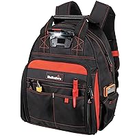 Hultafors Work Gear HTL523 Lighted Tool Backpack, 50 Pockets, Heavy Duty Ballistic Polyester Tool Carrier, Adjustable Swivel Light, Power Tool Strap, Tablet/Laptop Pocket,Black