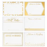Advice and Well Wishes Note Cards, Gold and White (Pack of 36 with Envelopes) for Weddings, Graduation, Baby Shower