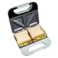 COOK WITH COLOR Sandwich Maker - 750-Watt, Non-Stick Plates, Easy-to-Clean, Cool Touch Housing and Skid Resistant Feet, Sage