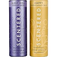 Sleep Well & Happy Aromatherapy Essential Oils Balm Gift Set - for Restful Sleep & Gratitude - All-Natural Blends of Lavender, Ylang Ylang, Lemon, Grapefruit