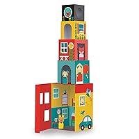 Petit Collage Peek-A-Boo Nesting and Stacking Blocks Playset, Includes 4 Stacking Boxes and 3 Wooden Characters – Easy Storage and Cute Illustrations – Makes a Great Gift Idea