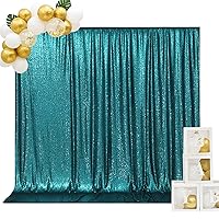 SquarePie Sequin Backdrop Non-Transparent Background Sparkly Curtain for Wedding Party 8FT x 8FT Teal