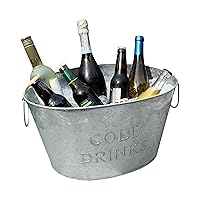 Mind Reader Ice Beverage Bucket for Parties, Wine Bucket, Baby Photo Tub, Galvanized Metal, 17.25
