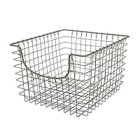 Spectrum Diversified 98977 Scoop Wire Basket, Vintage-Inspired Steel Storage Solution for Kitchen, Pantry, Closet, Bathroom, Craft Room & Garage, Single, Satin Nickel