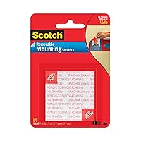 Scotch Removable Mounting Squares Clear, 1/2-in x 1/2-in, 64-Squares, Removable Double-Sided Mounting Squares, Removes Easily Without Leaving any Residue, Hangs Artwork, Photos & More (108-SML)