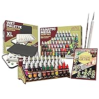 The Army Painter Warpaints Fanatic Mega Combo Set and Wargamers Edition Wet Palette with Mystery Bonus Item, 50 paints with Hobby Base Coating Brush, and XL Palette for Acrylic Paints Set