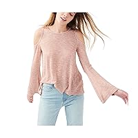 AEROPOSTALE Womens Cold Shoulder Knit Blouse, Pink, Medium
