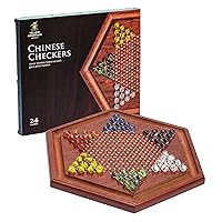 Yellow Mountain Imports Wooden Chinese Checkers Halma Board Game Set - 13.6-Inch - with 60 Colored Petal-Style Glass Marbles (16-Millimeter) - Classic Strategy Game