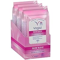 Vagisil Odor Block Daily Freshening Wipes for Feminine Hygiene in Resealable Pouch, Gynecologist Tested & Hypoallergenic, 20 Wipes (Pack of 3)