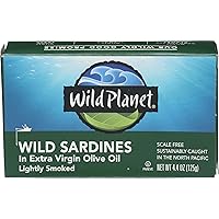 WILD PLANET Lightly Smoked Wild Sardines in Extra Virgin Olive Oil, 4.4 OZ