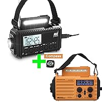 Digital Auto NOAA Weather Radio with LCD Display,5000mAh Li-ion Battery+ 5 Way Powered Emergency Weather Radio