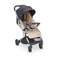Joovy Kooper Lightweight Baby Stroller Featuring Removable, Swing-Open Tray, Big Wheels, Reclining Seat with Footrest, Extra-Large Retractable Canopy, and Compact Fold (Sand)