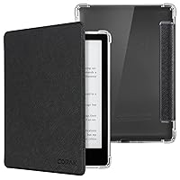 CoBak Case- New PU Leather Cover and Clear Soft Silicone Back Cover with Auto Sleep Wake Feature for Kindle Paperwhite Signature Edition and Kindle Paperwhite 11th Generation 2021 Released