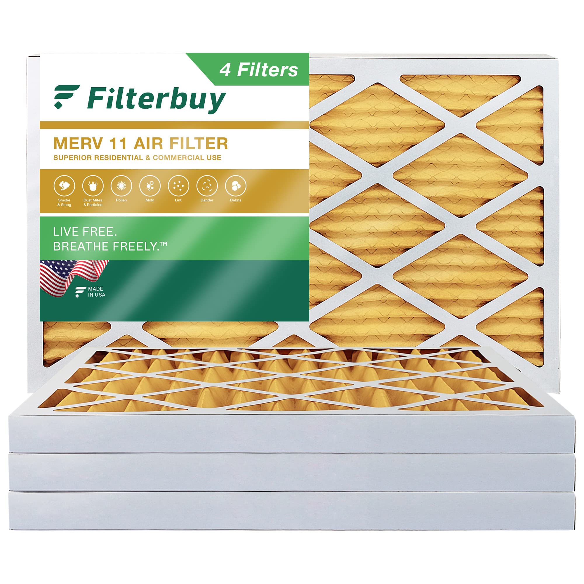 Filterbuy 8x30x2 Air Filter MERV 11 Allergen Defense (4-Pack), Pleated HVAC AC Furnace Air Filters Replacement (Actual Size: 7.50 x 29.50 x 1.75 In...