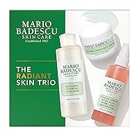 Mario Badescu Radiant Skin Trio Kit, Skincare Gift Set Includes Facial Spray With Aloe, Herbs and Rosewater(4 Fl Oz), Glycolic Foaming Cleanser(6 Fl Oz) and Super Collagen Mask(2 Oz)