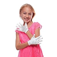 Elegant Ingenue Girl's Satin Wrist Length Gloves (Ivory, Age 7-14)