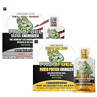 Frog Fuel Power Energized Protein & Ultra Energized Pre Workout Shot Bundle, 1500mg Beta Alanine, 15g Protein Nano-Hydrolyzed Grass Fed Collagen, Pre & Post Workout, 1.2 oz Packets, 48 Pack