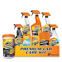 Premier Car Care Kit, Includes Car Wax & Wash Kit, Glass Cleaner, Car Air Freshener, Tire & Wheel Cleaner + Armor All Car Cleaning Wipes for Interior and Exterior, 90 Wipes Each
