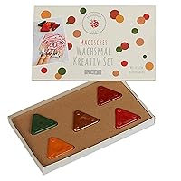 Magic Wax Colouring Set, Beeswax Wax Colouring Blocks | 4 Wax Triangles, 1 Metallic Wax Triangle, 5 Stencils | Wax Crayons | Forest Motif