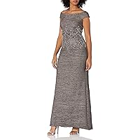 Emma Street Women's 1 Piece Long Crinkle Taffeta Gown with Embroidered Bodice
