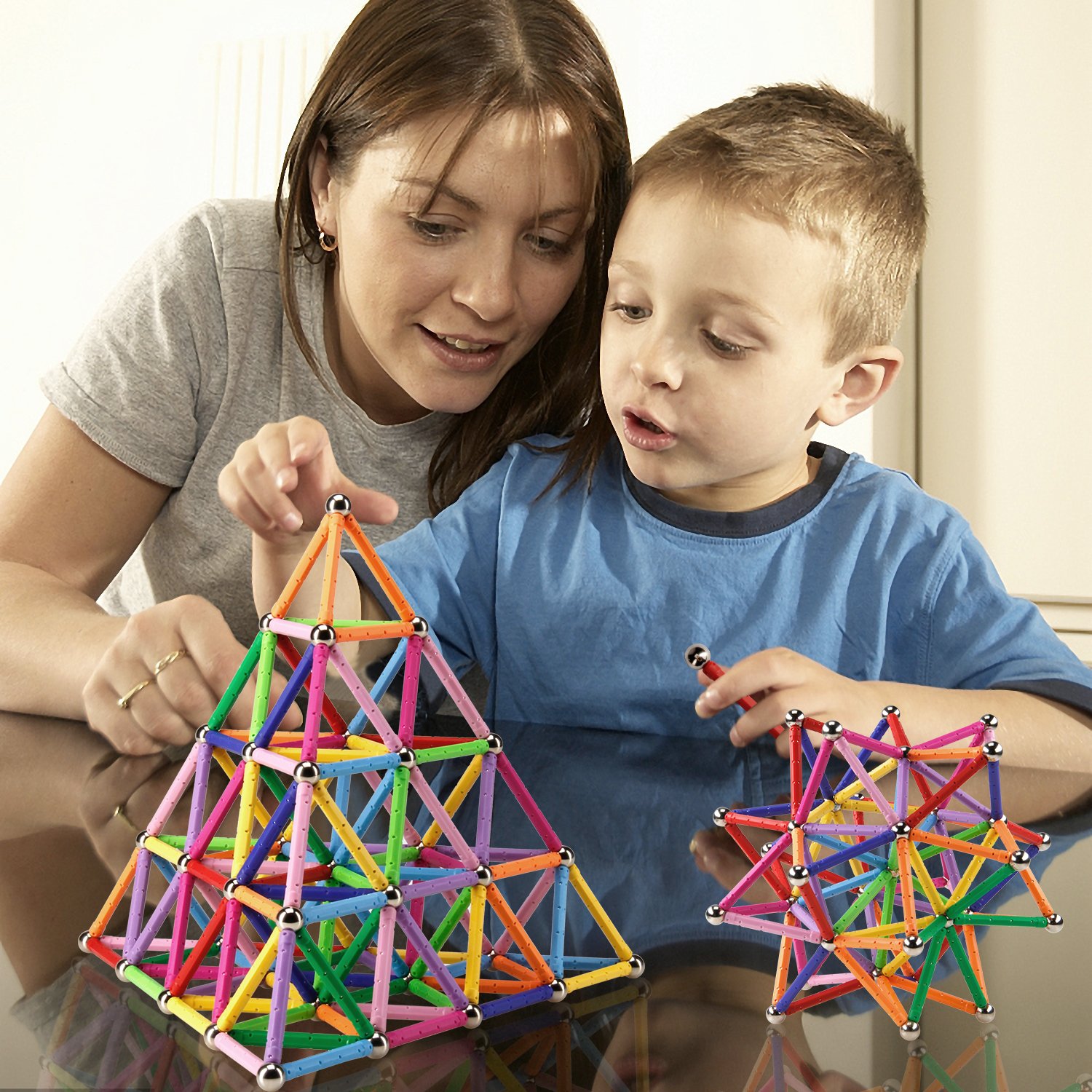 MONILON 160 Pcs Magnet Building Sticks Kids Toys, Lengthen Magnetic Construction Building Blocks Set 3D Brain Training Learning Educational DIY STEM Toys
