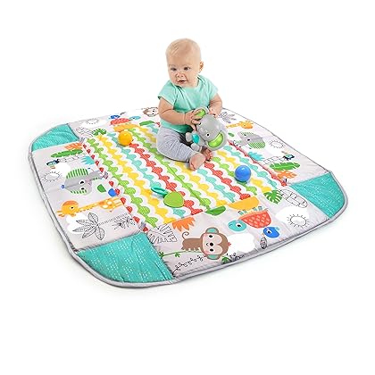 Bright Starts 5-in-1 Your Way Ball Play - Jumbo Play Mat Converts to Ball Pit Baby Gym, Newborn to Toddler - Totally Tropical (Green)