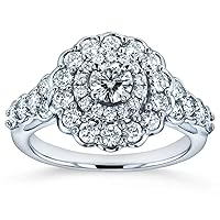 Kobelli Moissanite Floral Double Halo Engagement Ring 1 1/10 CTW 14k White Gold