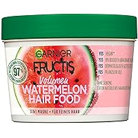 Garnier Hair Mask, Watermelon Hairfood, Moisturising 3-in-1 Mask, Gently Detangles Fine Hair and Gives Unrivalled Shine, Fructis, 390 ml