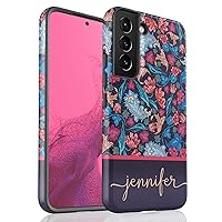 Custom Paisley Floral Name Case, Personalized Name Case, Designed for Samsung Galaxy S24 Plus, S23 Ultra, S22, S21, S20, S10, S10e, S9, S8, Note 20, 10 Purple