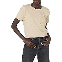 Calvin Klein Women's Soft Sequin Ck Pocket &Print Logo Sparkly Cotton Span Jersey Everyday T Shirt
