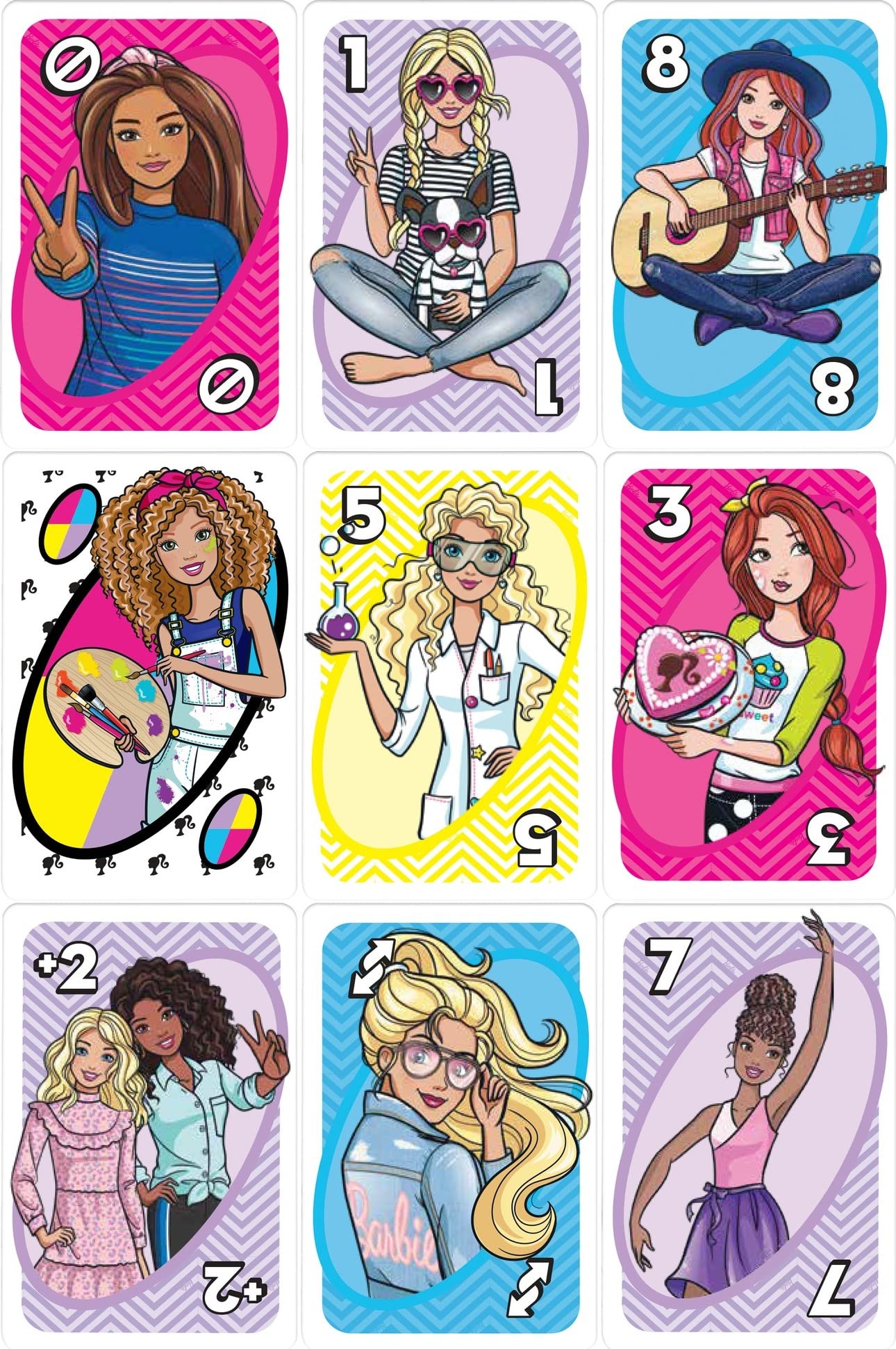 Barbie UNO Card Game for Family Night, Travel Game Featuring Barbie Graphics & Special Rule for 2-10 Players