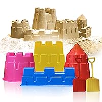 6 Piece Sand Castle Kit W 2 Sand Shovels for Kids Sand Toys - Beach Toys for Kids 3-10 Sand Castle Toys for Beach Kids Beach Toys Made USA