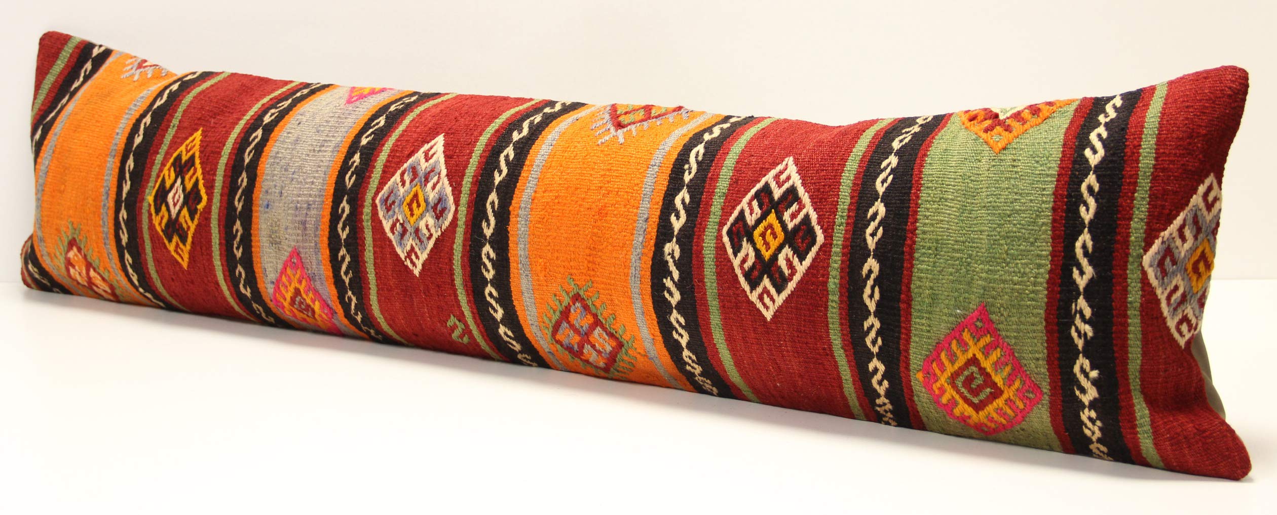 King size kilim pillow cover 12x47 inch Unique lumbar oriental Kilim pillow Bedding Oblong Cushion Cover Huge twin extra Long pillow