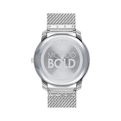 Movado Bold Thin Men's Swiss Quartz Stainless Steel and Mesh Bracelet Casual Watch, Color: Silver (Model: 3600589)