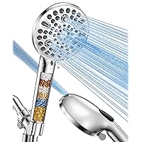 Handheld Shower Head with Filter - High Pressure Shower Head with 10 Spray Modes, Hard Water Softener Showerhead with Hose, Bracket and Shower Filters to Remove Chlorine and Heavy Metals