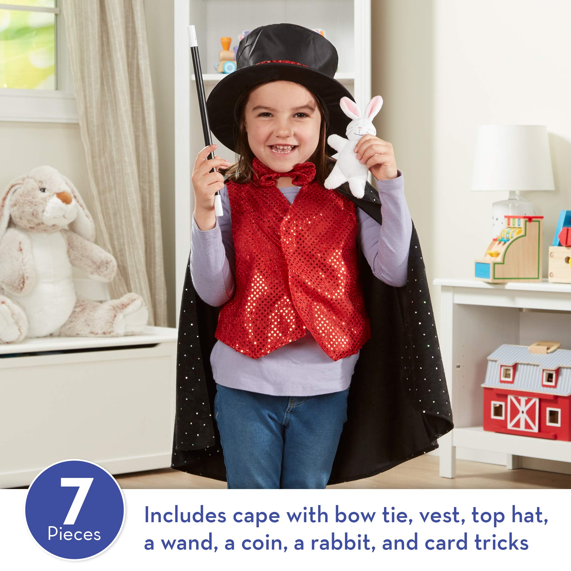 Melissa & Doug Magician Role Play Costume Set - Includes Hat, Cape, Wand, Magic Tricks Frustration-Free Packaging