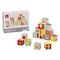 Petit Collage Eco-Friendly ABC Wooden Blocks, Set of 15 – Solid Wooden Blocks for Kids 12 Month and Older – Wooden Alphabet Blocks Measure 1.75” Each, Activity Toys Designed with Safe Materials