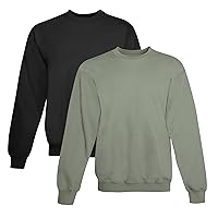 Hanes Men's EcoSmart Fleece Sweatshirt, 1 Black/1 SW Green, (Pack of 2)