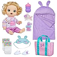 Baby Alive Bunny Sleepover Baby Doll, Bedtime-Themed 12-Inch Dolls, Sleeping Bag & Bunny-Themed Doll Accessories, Toys for 3 Year Old Girls and Boys and Up, Blonde Hair (Amazon Exclusive)