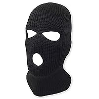 3 Hole Knitted Full Face Ski Mask Winter Balaclava Face Cover for Outdoor Sports (Black)