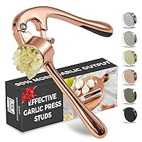 Premium Garlic Press, Professional Garlic Mincer, Easy to Squeeze and Clean, Rust Proof & Dishwasher Safe, Efficient Ginger Crusher - Rose Golden