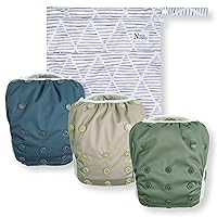 Reusable Swim Diapers and Wet Bag - One Size Fully Adjustable - Hamptons Unisex 3 Pack with Wet Bag by Nora's Nursery
