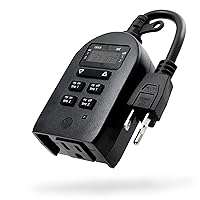 Indoor/Outdoor Plug-In Digital Timer, One Grounded Outlet, Two Easy-to-Set Custom Daily On/Off Times, Weather Resistant, Ideal for Small Pumps and Seasonal Lighting, 36027