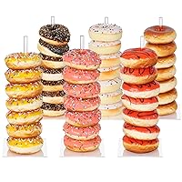 Donut Stand Bagel Stand 6 Pack, Acrylic Doughnut Holder, Clear Donut Display Stand, Bagel Tower Stand, Wall Display Stand Holder for Birthday, Wedding, Baby Shower, Christmas, Party
