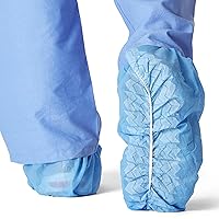 Medline Polypropylene Non-Skid Shoe Covers, Spunbond, Latex Free, Regular/Large, Blue (Pack of 100)