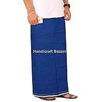 Traditional Mundu Cotton Lungi Attractive Coverup Sarong Panche Unstitched Comfortable Dhoti 2.5 Meter Kailis