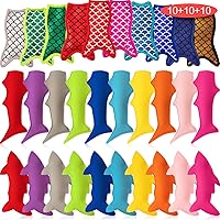 30 Pieces Ice Lolly Holders Holder Bags Mermaid Shark Ice Lolly Sleeves Reusable Freezer Covers for Healthy Snacks Yogurt Stick Fruit Ice Lolly