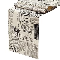 Rustic Vintage Newspaper Table Runner (12 X 72 inch, Cotton & Linen ) for Wedding, Bridal Shower, Family Coffee Table, Friends Housewarming Gift, Dining Table Decor, Holiday Party
